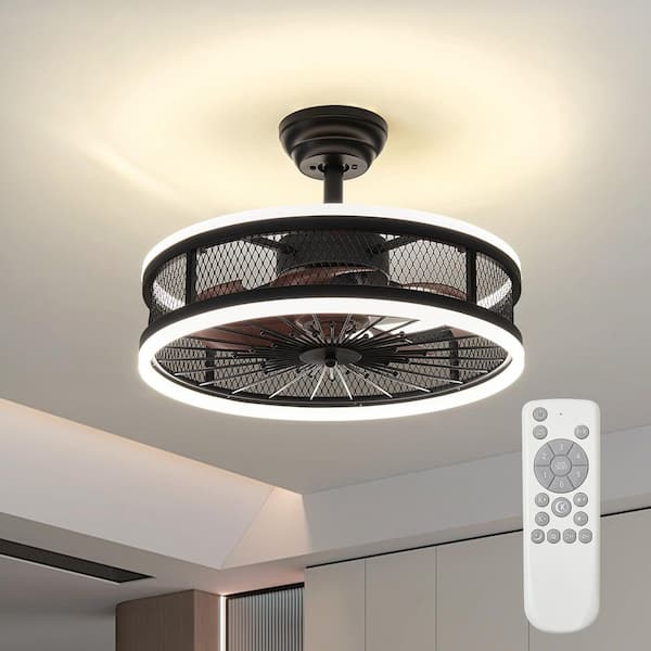 JUSHENG 19.7 in. Industrial Farmhouse Matte Black Mesh Fandelier