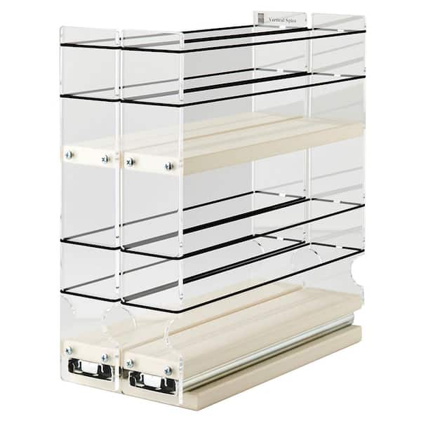 Vertical Spice 2x2x11 DCP Spice Rack Drawer 2 Tiers, Cream, 10 Jar Capacity with Flex-Sides, Sliding, Pullout, Partially Assembled