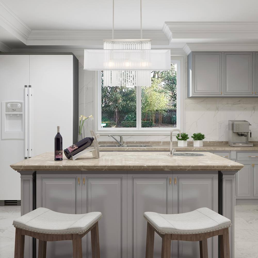 Elegant Alexis 3-Light Brushed Nickel Crystal Chandelier