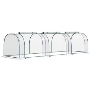 11 ft. x 3 ft. x 2.5 ft. Mini Greenhouse, Tunnel with Roll-Up Zippered Doors, UV Waterproof Cover, Steel Frame, Clear