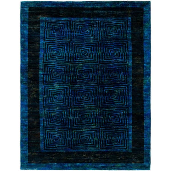 Fine Vibrance Blue 6 X 9 Hand Knotted Wool Indoor Area Rug