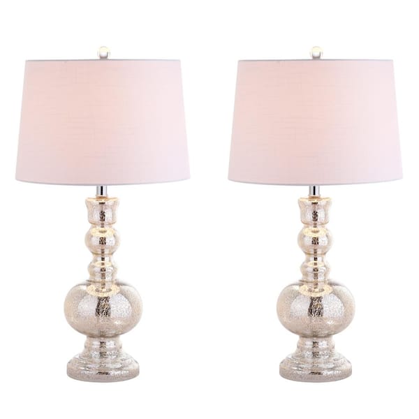 Mercury Silver Genie 28.5' Glass LED Table Lamp Set Of 2 By JONATHAN Y 