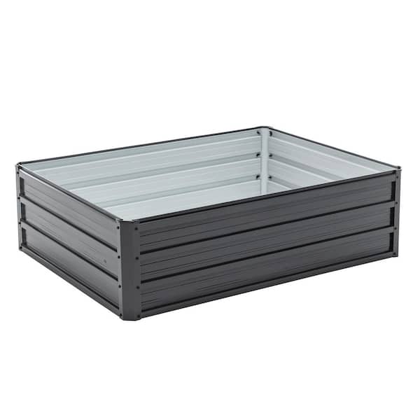 4 x 3 x 1 ft. Black Galvanized Metal Raised Garden Bed, Outdoor Planter Boxfor Growing Vegetables Flowers Herbs