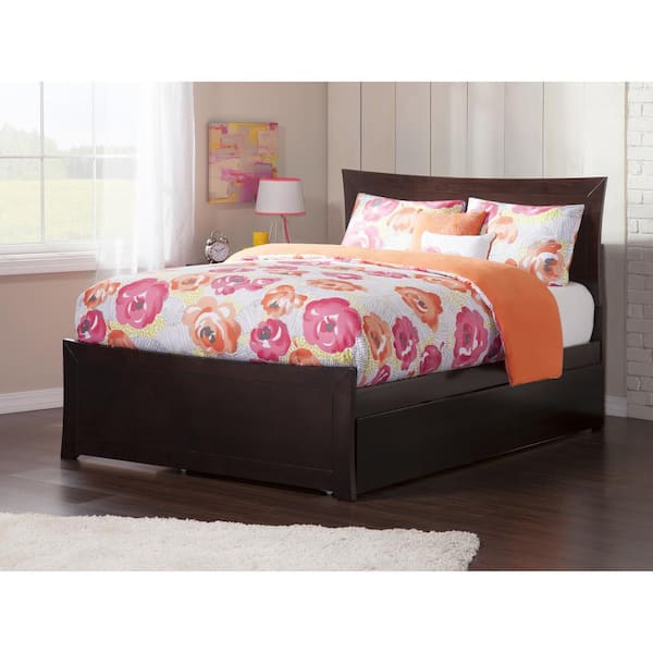 AFI Metro Espresso Full Platform Bed with Matching Foot Board with Twin Size Urban Trundle Bed