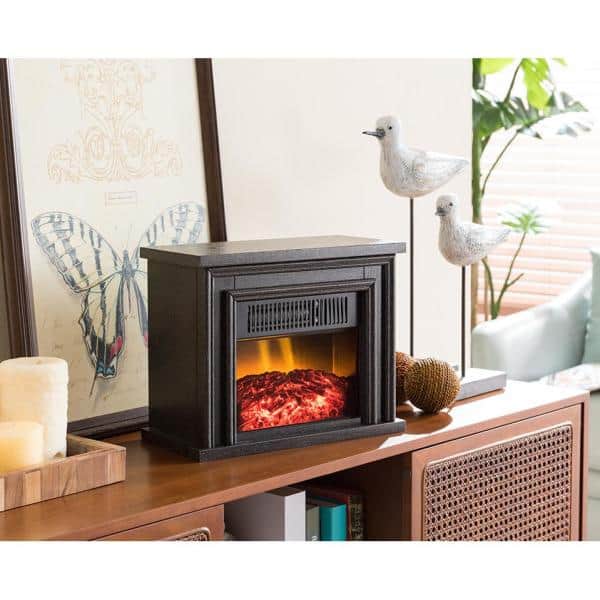 Hampton Bay 13.5 in. Desktop Electric Fireplace in Black SP5971 - The Home  Depot