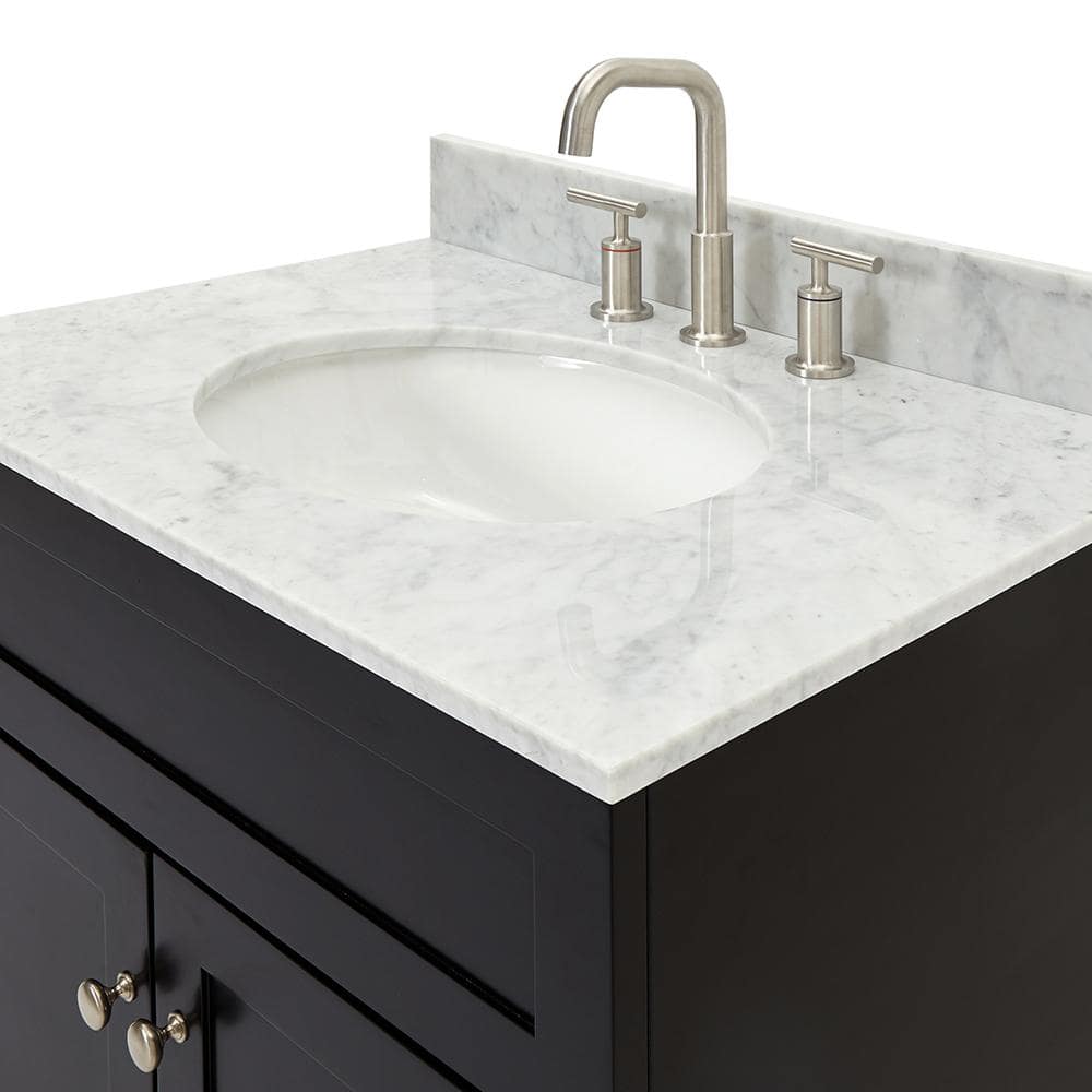 Hamlet 31" Black Wood Vanity with Carrara Marble Top