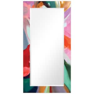 54" x 28" Intergrity of Chaos Rectangular Framed Beveled Modern Mirror on Free Floating Printed Tempered Art Glass