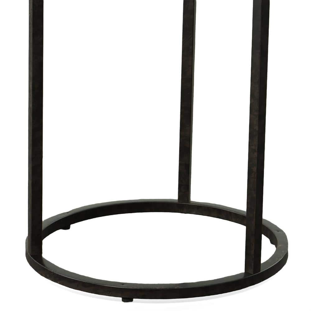 Orson 18" Round Chestnut Wood Veneer Top Accent Table with Black Metal Frame