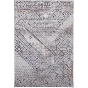 Ivory and Gray 2 ft. x 3 ft. Geometric Area Rug