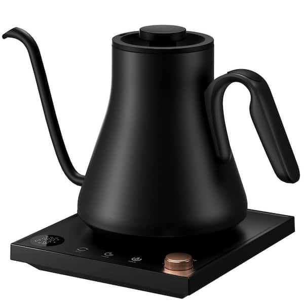 4-Cup Black Gooseneck Electric Kettles with Temperature Control and Stainless Steel Inner