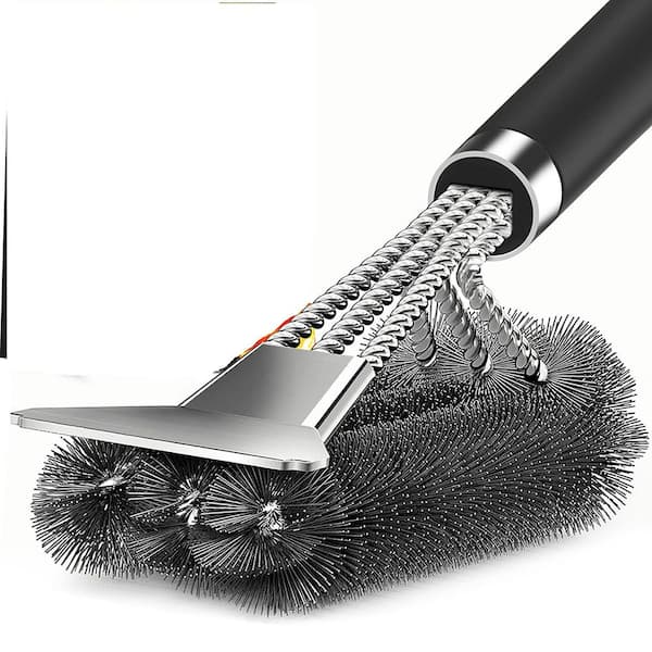 18 in. Grill Brush with Scraper Heavy Duty Adjustable Handle for Gas/Charcoal Grill Cleaning BBQ Gift