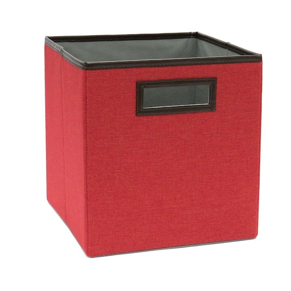 11 in. D x 11 in. H x 11 in. W Red Fabric Cube Storage Bin