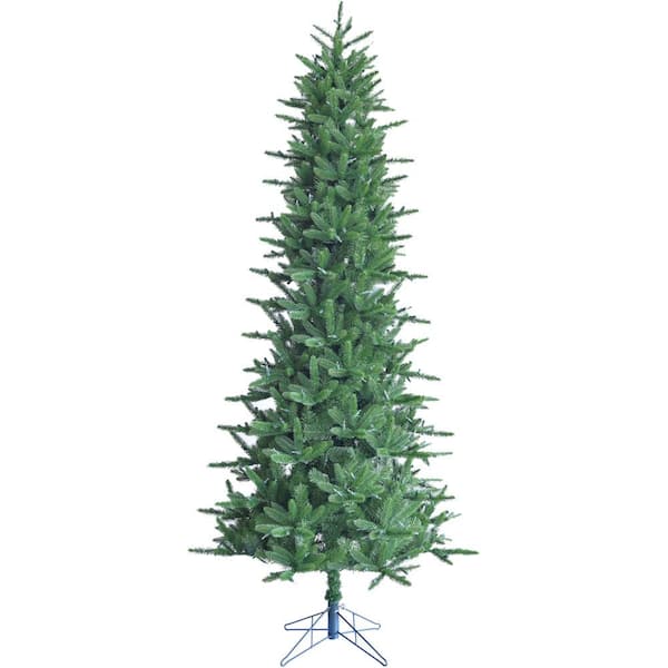 Fraser Hill Farm 6.5-ft. Carmel Pine Slim Green Artificial Christmas Tree, No Lights,