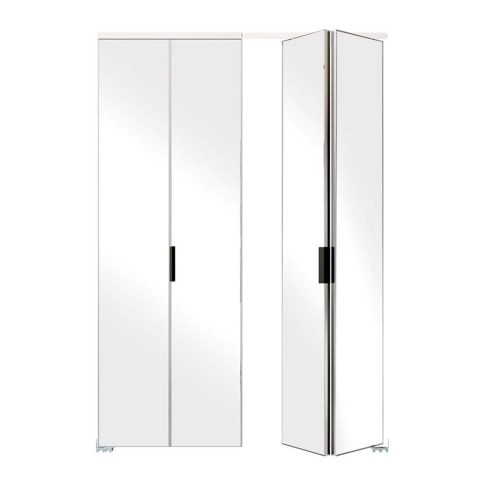 TENONER 60 in. x 80 in. Mirrored Glass Silver Hollow Core MDF