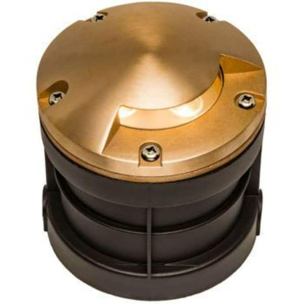 AQLIGHTING Brass Hardwired Weather Resistant Well Light with LED Light Bulb and Mono Directional Cover