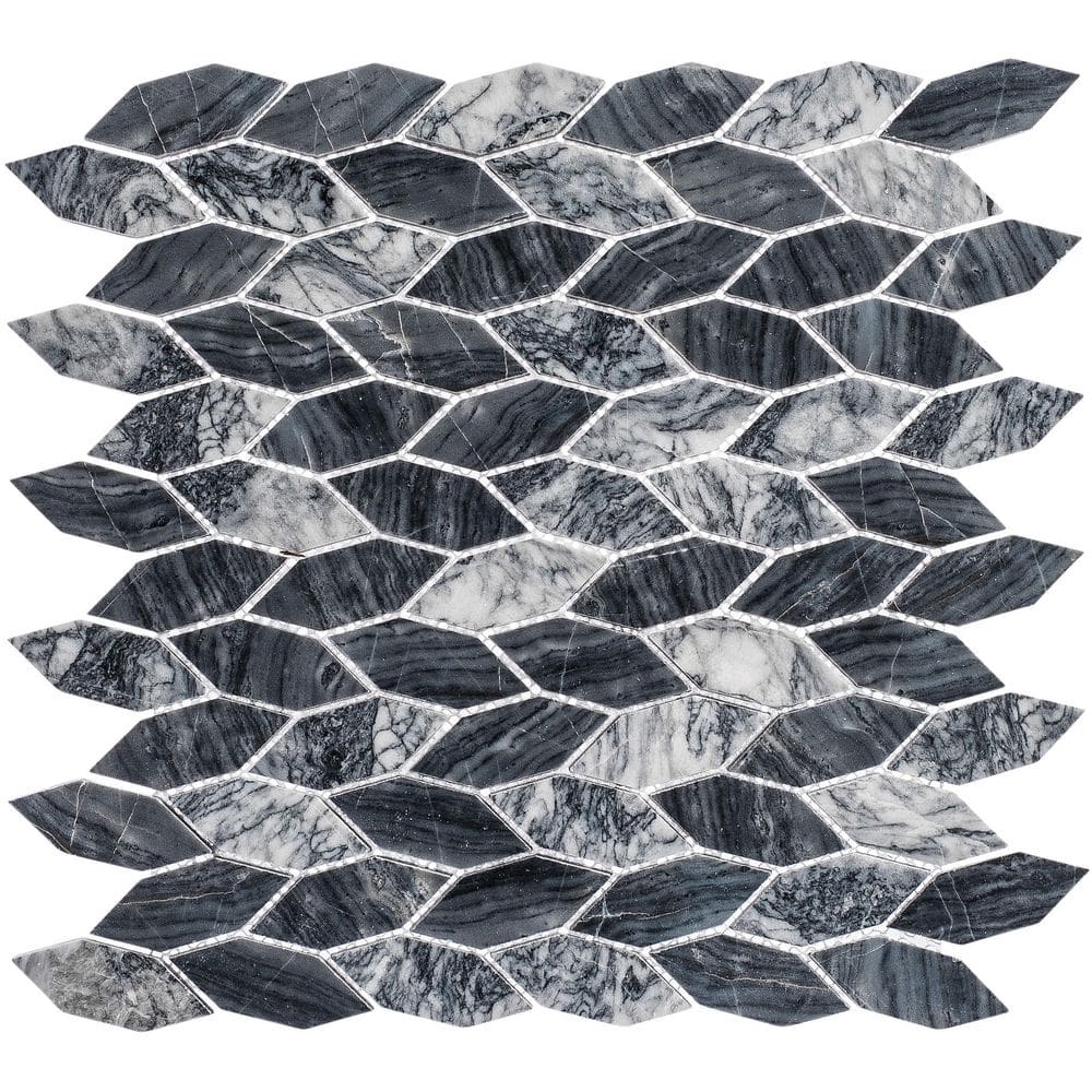 Pebble Dark Gray Natural Stone Hexagon Mosaic Tile