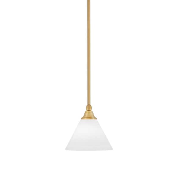 Unbranded Sparta 100-Watt 1-Light New Age Brass Shaded Pendant Light Mini Pendant with White Muslin Glass and No Blulb Included