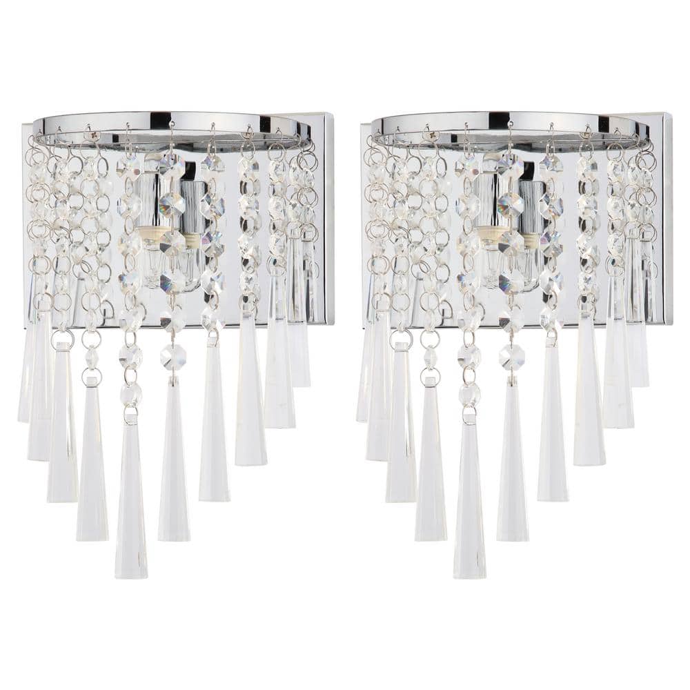 Contemporary Chrome 10" Beaded Direct-Wired Wall Sconce