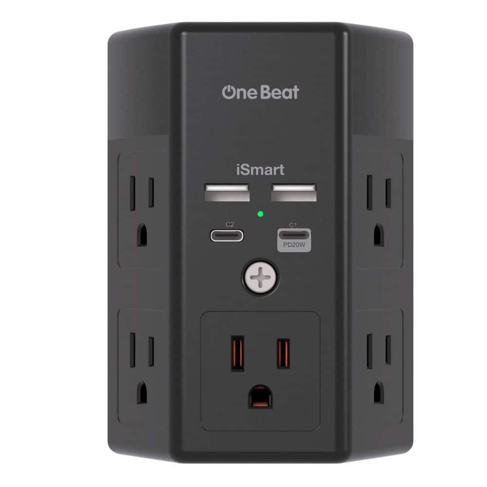 Black Surge Protector PD 20W 5-Outlet Extender with 4 USB Charging Ports, 3-Sided 1800J Power Strip Outlets price history on PriceWatchPro