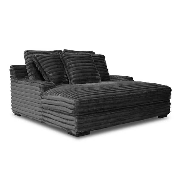 Ezo Dark Gray Polyester Corduroy Armless Chaise Lounge