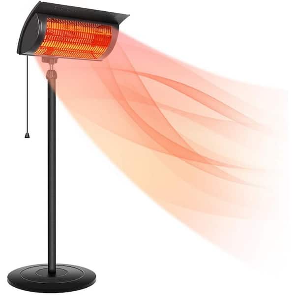 Amucolo 1500-Watt Adjustable Height Infrared Standing Electric Patio Heater Outdoor Balcony Heater with Overheat Protection