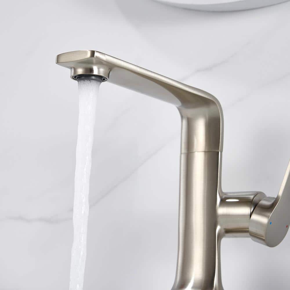 Varen Brushed Nickel Single Handle High Arc Bathroom Faucet