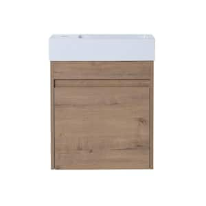 18 in. W x 10 in. D x 23 in. H Single Sink Wall Mounted Bath Vanity in Imitative Oak with White Cultured Marble Top