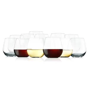 15 oz. Crystal-Clear Stemless Wine Glass Set (Set of 12)