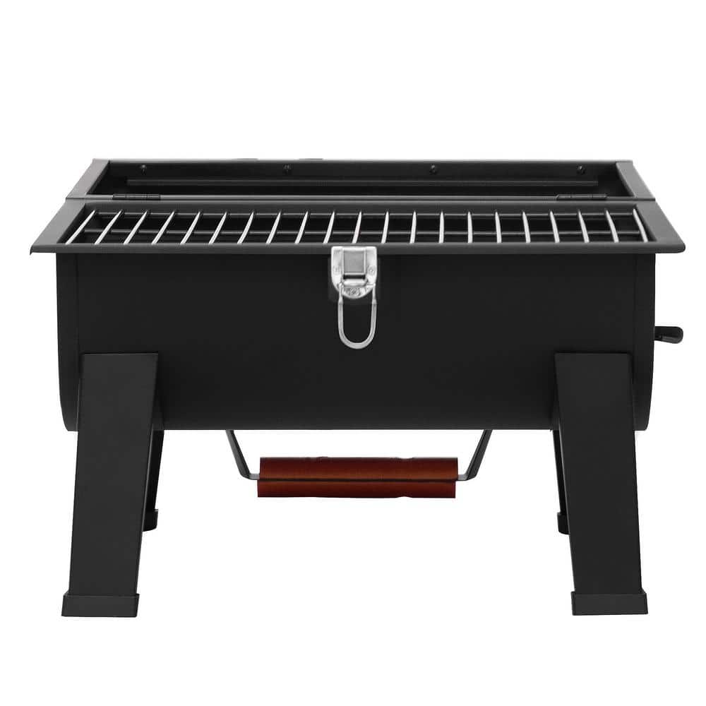 Royal Gourmet Compact Black Portable Charcoal Grill with Side Cooking Area