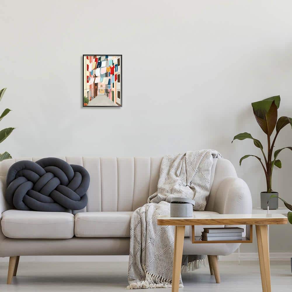 Colorful Laundry Day Clothes Line Between Apartments Framed Wall Art