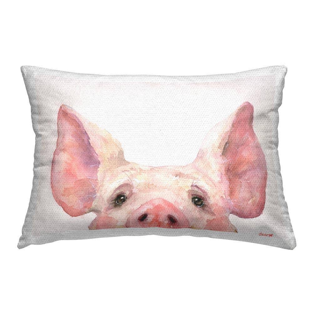 Stupell Industries Cute Piglet Face Outdoor Printed Throw Pillow by GeorgeDyachenkoArt