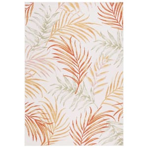 Sunrise Ivory/Rust Sage 5 ft. x 8 ft. Oversized Tropical Reversible Indoor/Outdoor Area Rug