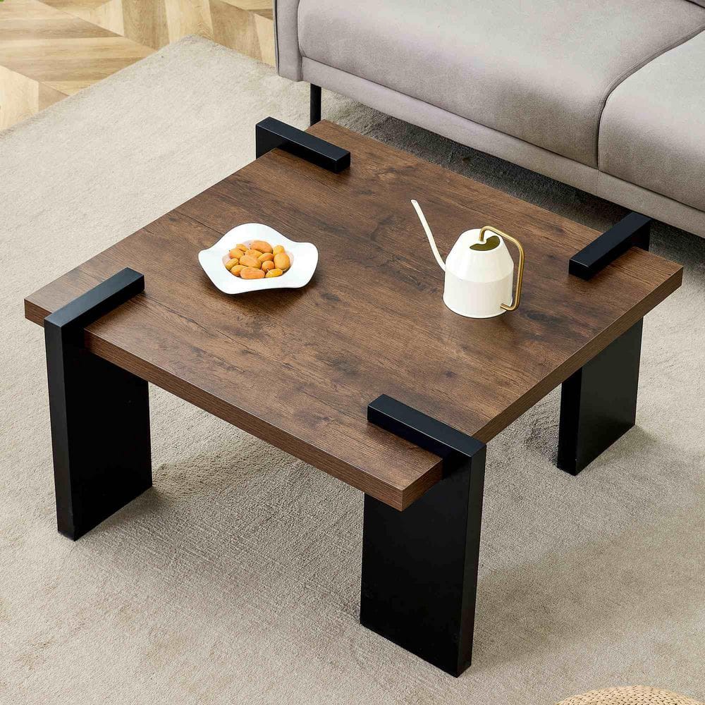 31.5 in. Walnut Square MDF Coffee Table