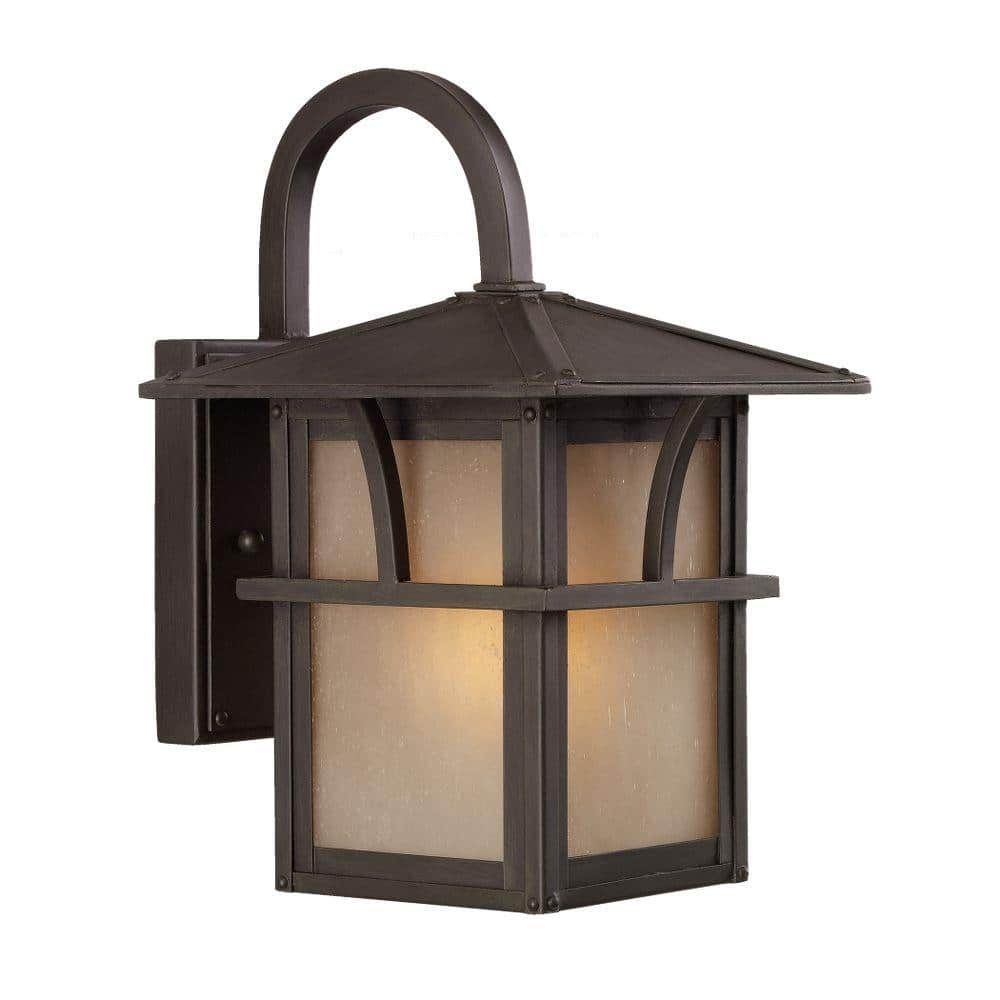 Medford Lakes 1-Light Statuary Bronze Outdoor 11 in. Wall Lantern Sconce