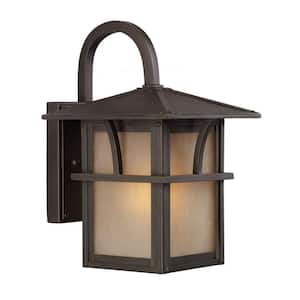 Medford Lakes 1-Light Statuary Bronze Outdoor 11 in. Wall Lantern Sconce