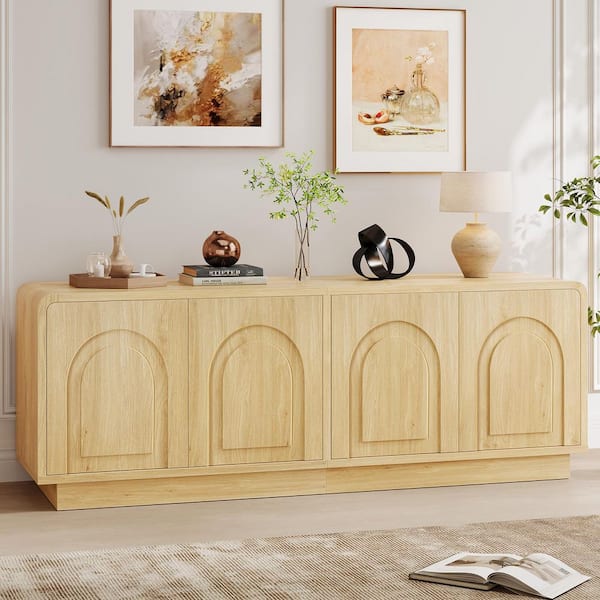 Bestier 63 in. Modern Natural Oak TV Stand Entertainment Center