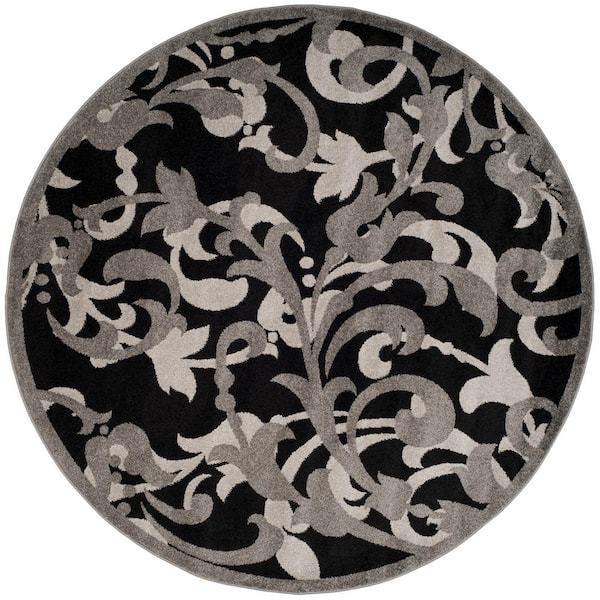 SAFAVIEH Amherst Anthracite/Light Gray 7 ft. x 7 ft. Round Border Area Rug