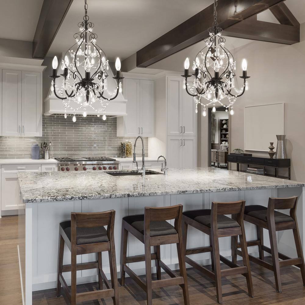Maura 5-Light Black Crystal LED Chandelier