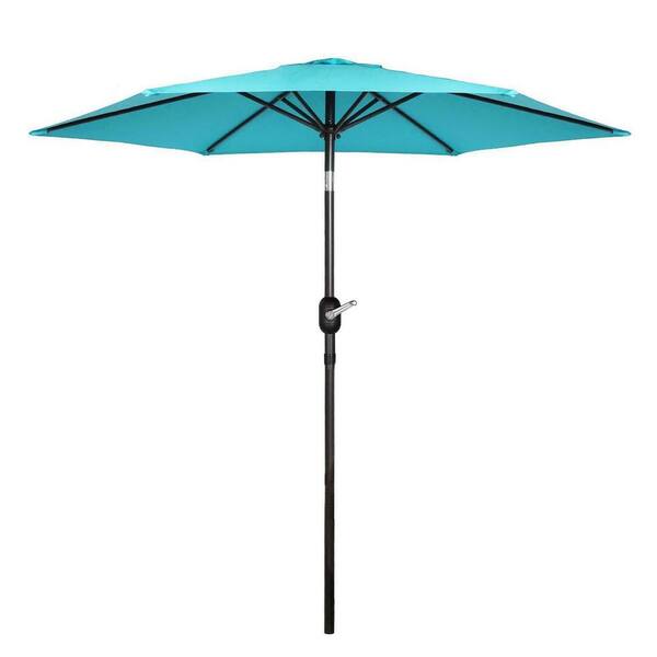 Tunearary 7.5 ft. Outdoor Patio Polyester Umbrella with 6 Steel Ribs in Blue for Inground Pool Balcony Backyard