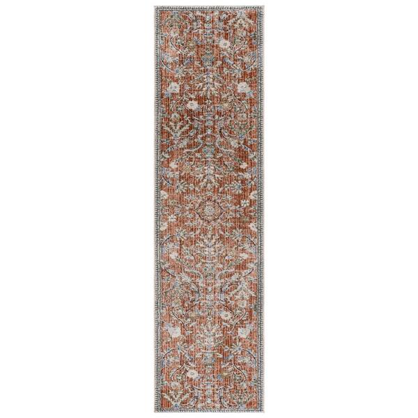 Grove 2 ft. x 8 ft. Rust/Blue Persian Runner Rug