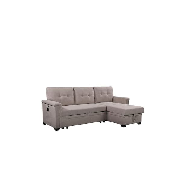 Unbranded 76.80 in. Width Light Gray Velvet Fabric Full Size Sleeper Sofa Bed