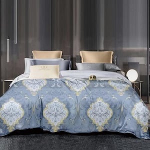 All Season Bedding 3 Piece Blue Polyester Queen Size Ultra Soft Elegant Bedding Comforters Set