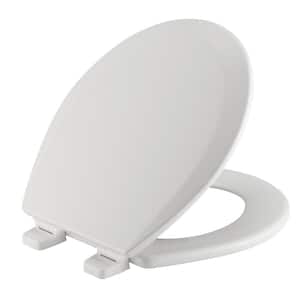 Adjustable Round Closed Front Enameled Wood Toilet Seat in White