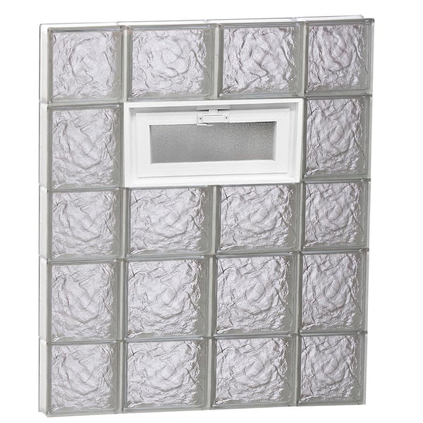 Clearly Secure 27 In X 3275 In X 3125 In Frameless Ice Pattern Vented Glass Block Window 3186