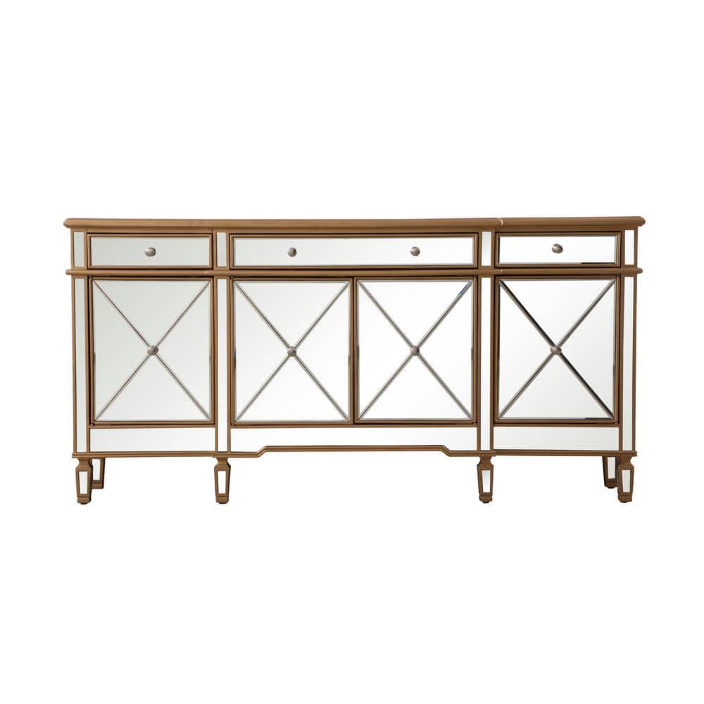 Timeless Home 3-Drawer/4-Door Gold Storage Cabinet 36 in. H x 72 in. W x 14