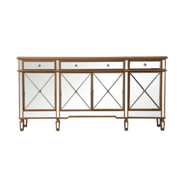 Unbranded Timeless Home 3-Drawer/4-Door Gold Storage Cabinet 36 in. H x 72 in. W x 14 in. D