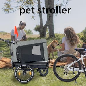 Outdoor Steel Heavy Duty Collapsible Pet Stroller Bike Trailer with Trailer Trolley and Hitch