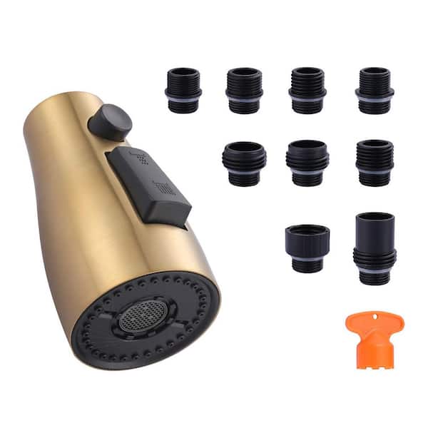1/2 in. 3-Function Pull Down Kitchen Faucets Spray Head with 9-Adapters in Gold