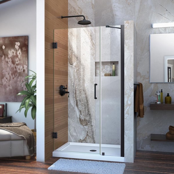 DreamLine Unidoor 38 to 39 in. x 72 in. Frameless Hinged Shower Door in Matte Black