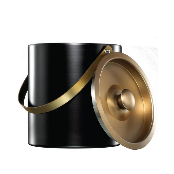 Cambridge Dorian Black and Gold 3 qt. Double-Walled Ice Bucket